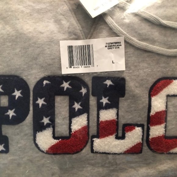 POLO RALPH LAUREN Americana Fleece Grey Hoodie. Embroidered. USA. Size: Large - Picture 3 of 6